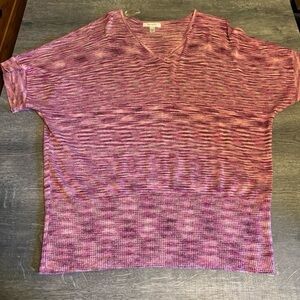 DressBarn Retro Shades of Pink With Gold Short Sleeve V-neck Shirt Size 2X